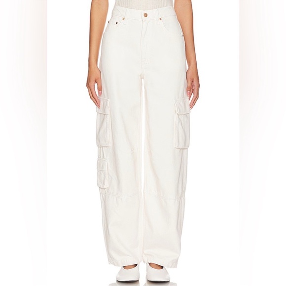 MOTHER x Snacks! • The Side Dish Cargo Skimp Wide Leg Baggy in Natural size 30